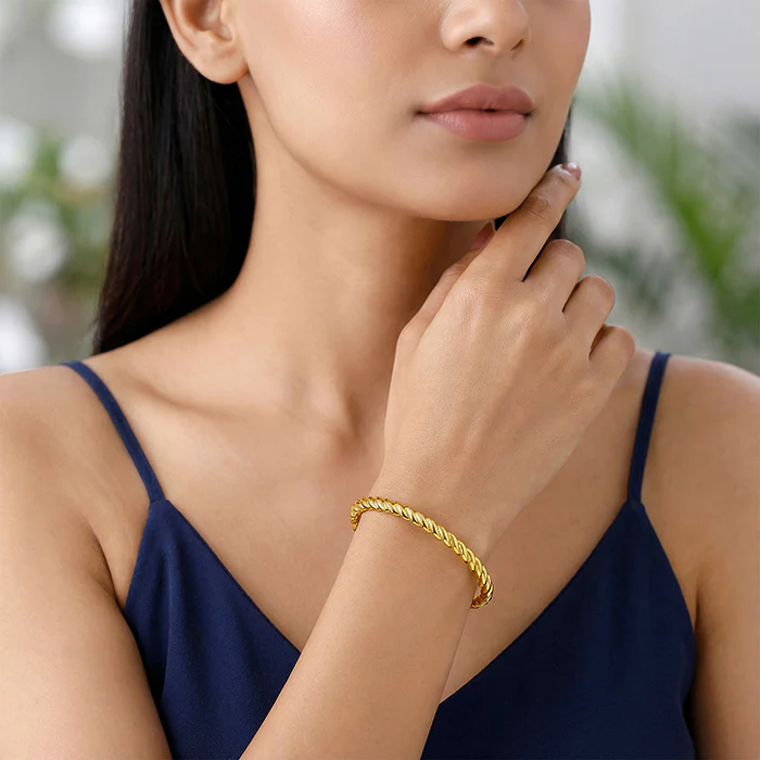 Golden Helix Twist Cuff Bracelet - Image 3