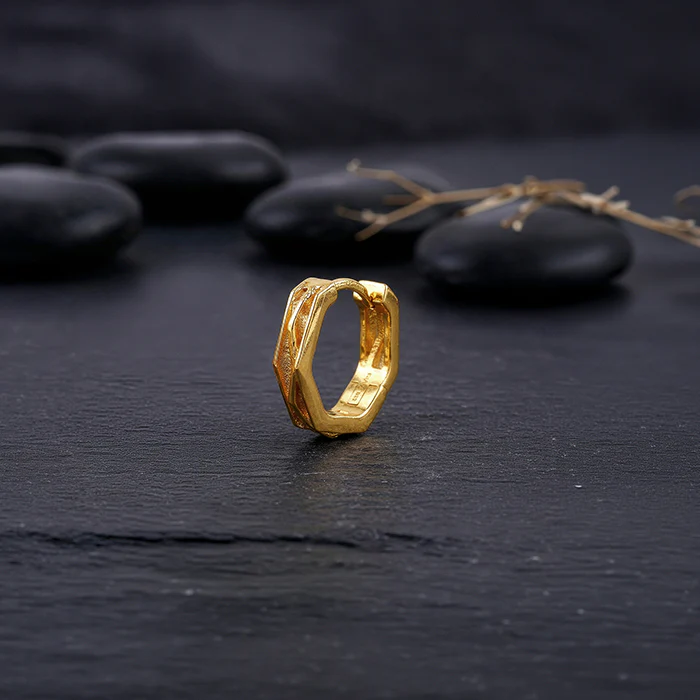 Golden Hexa Hoop Earring For Him - Image 3
