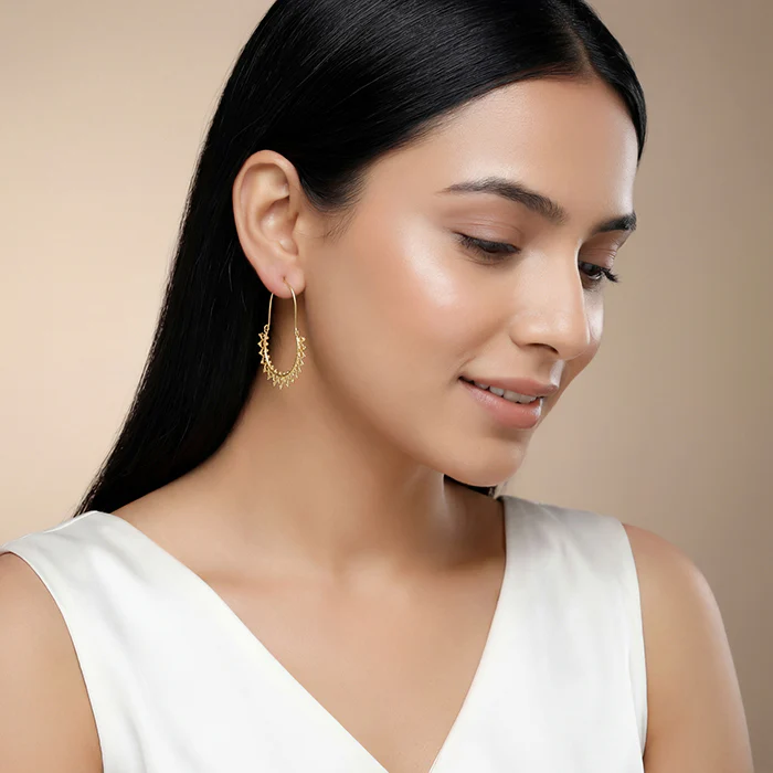 Golden Indian Hoop Earrings - Image 3
