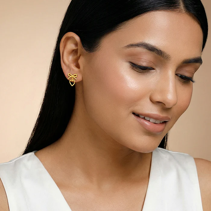 Golden Infinity Heart Earring - Image 3