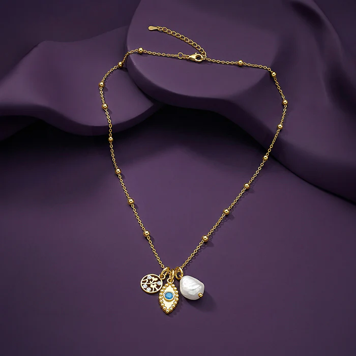 Golden Julia Charm Necklace - Image 2