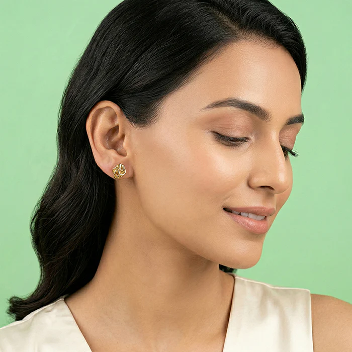 Golden Knot Stud Earrings - Image 3