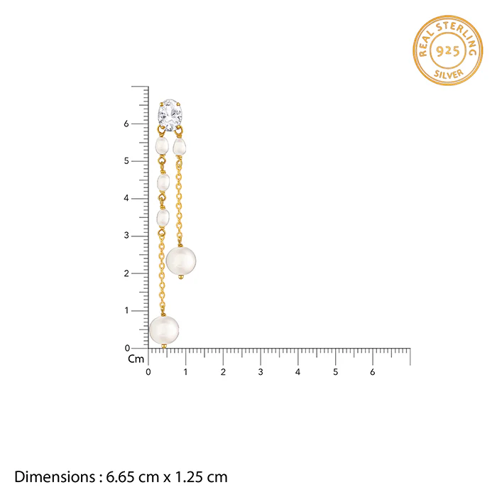 Golden Lovely Pearl Dangler Earrings - Image 5