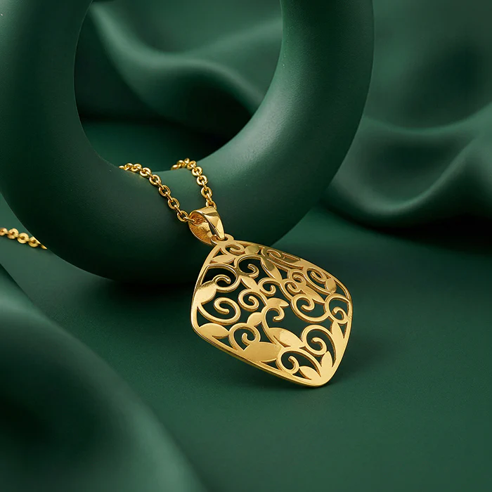 Golden Modern Relic Pendant With Link Chain - Image 2