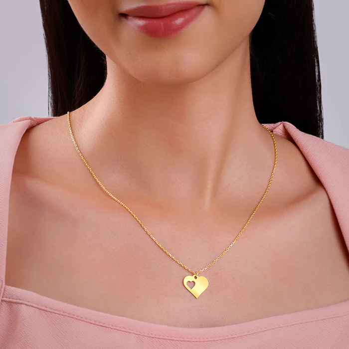 Golden Mother/Daughter Heart Pendant With Link Chain - Image 4
