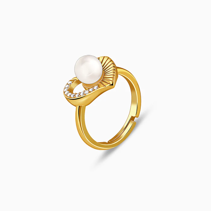 Golden Pearl Pulse Heart Ring - Image 4