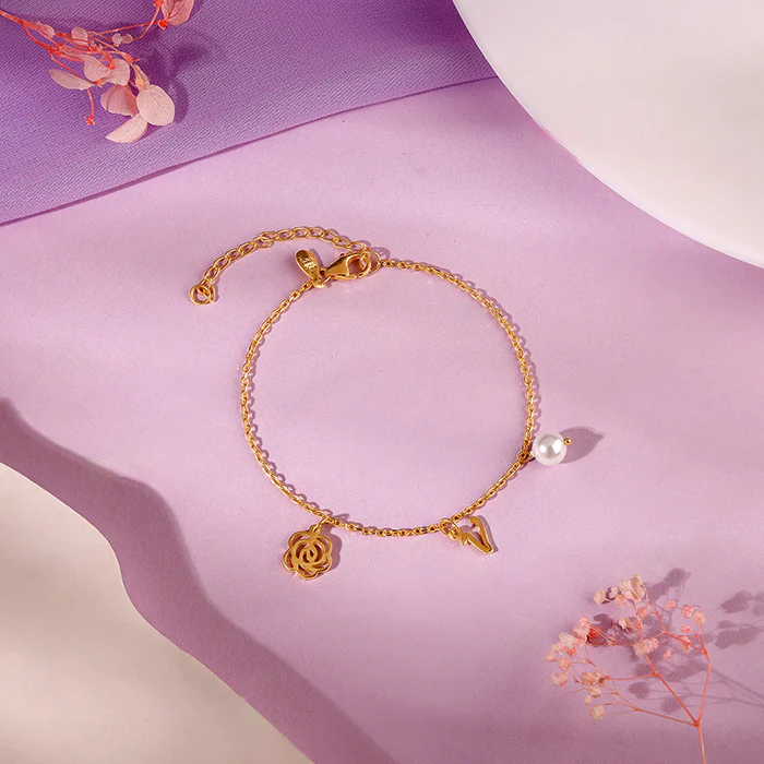 Golden Pearl Rosey Personalised Bracelet - Image 3
