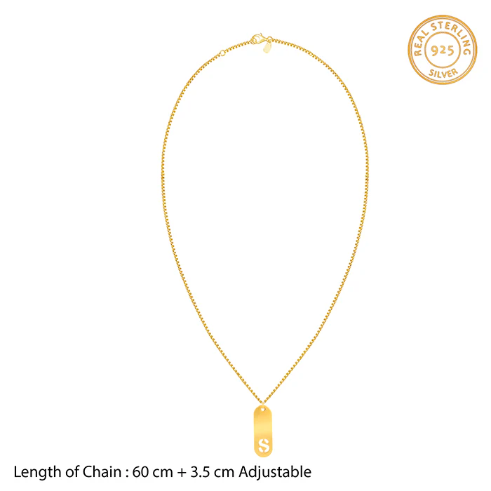 Golden Personalised Alpha Tag Initial Pendant For Him - Image 5