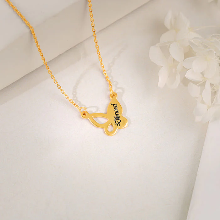 Golden Personalised Butterfly Necklace - Image 3