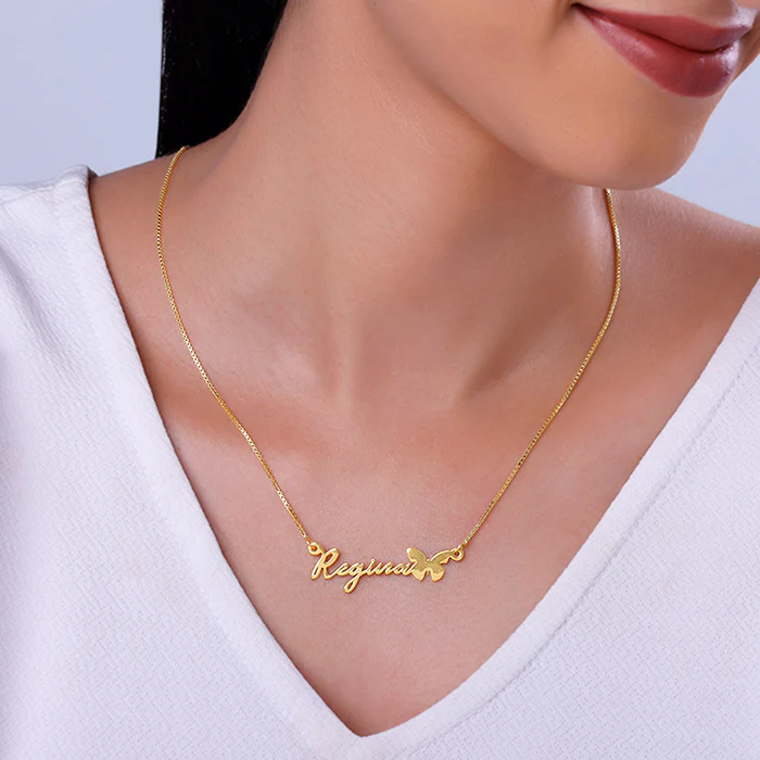 Golden Personalised Butterfly Pendant - Image 4