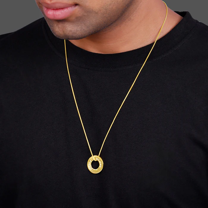 Golden Personalised Circular Pendant For Him - Image 3