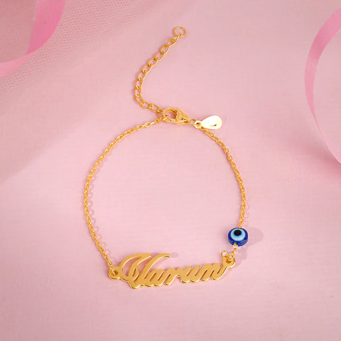 Golden Personalised Classic Evil Eye Bracelet - Image 2
