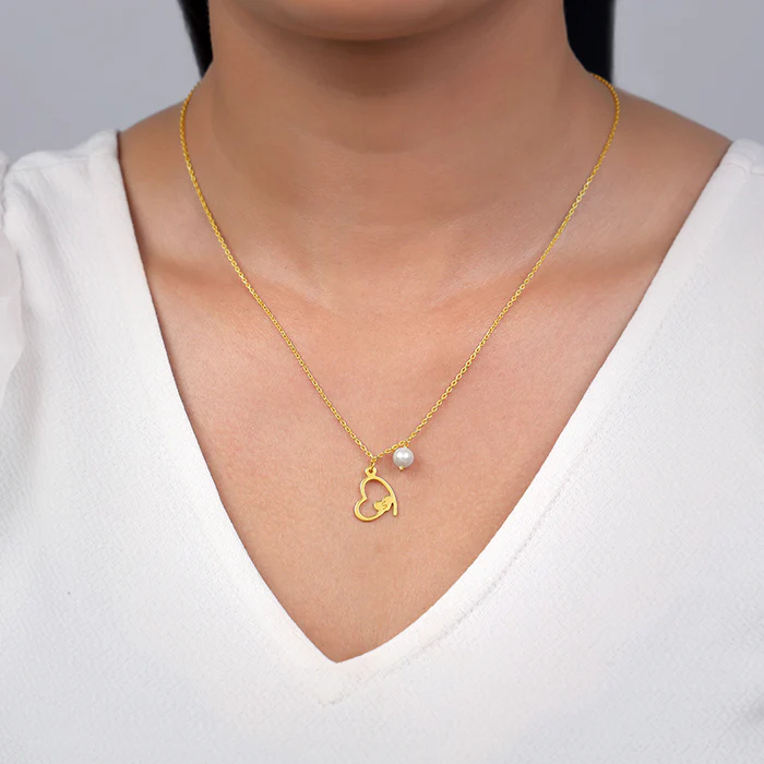 Golden Personalised Classic Heart Necklace - Image 4