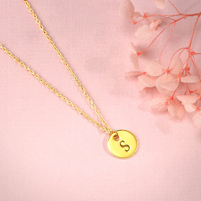 Golden Personalised Classic Initial Pendant with Link Chain - Image 3