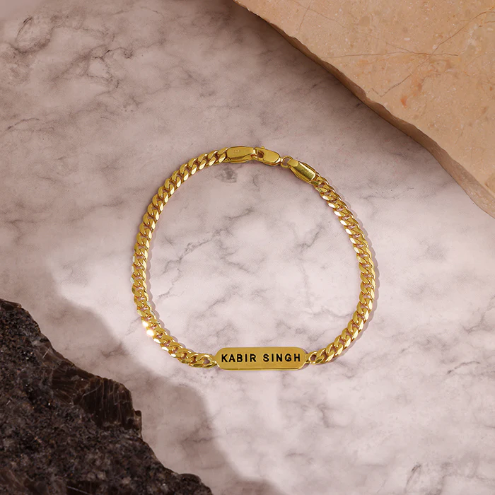 Golden Personalised Cuban Bracelet for Him - Image 3