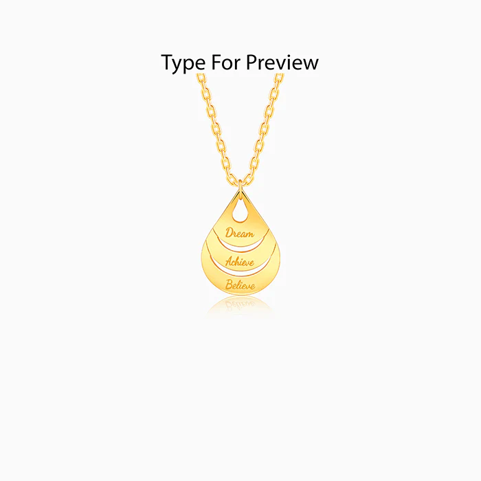 Golden Personalised Dreamy Teardrop Pendant With Link Chain - Image 2