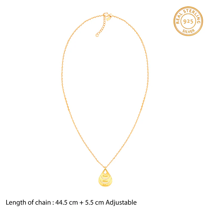 Golden Personalised Dreamy Teardrop Pendant With Link Chain - Image 6