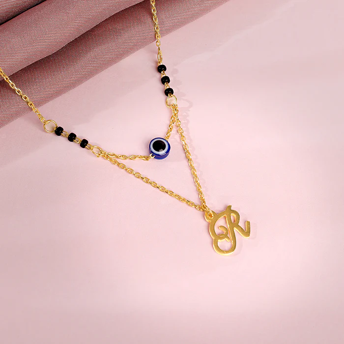 Golden Personalised Evil Eye Mangalsutra Necklace - Image 2