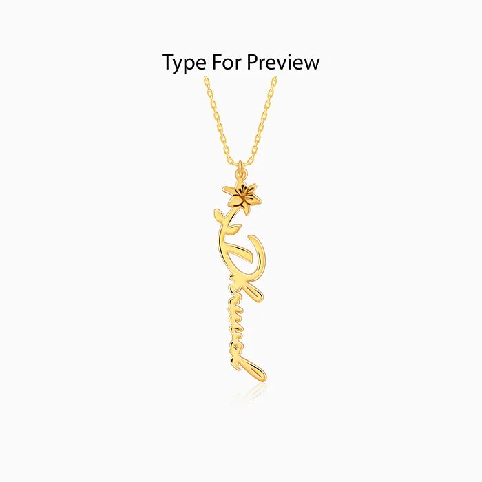 Golden Personalised Flower Name Pendant with Link Chain - Image 2