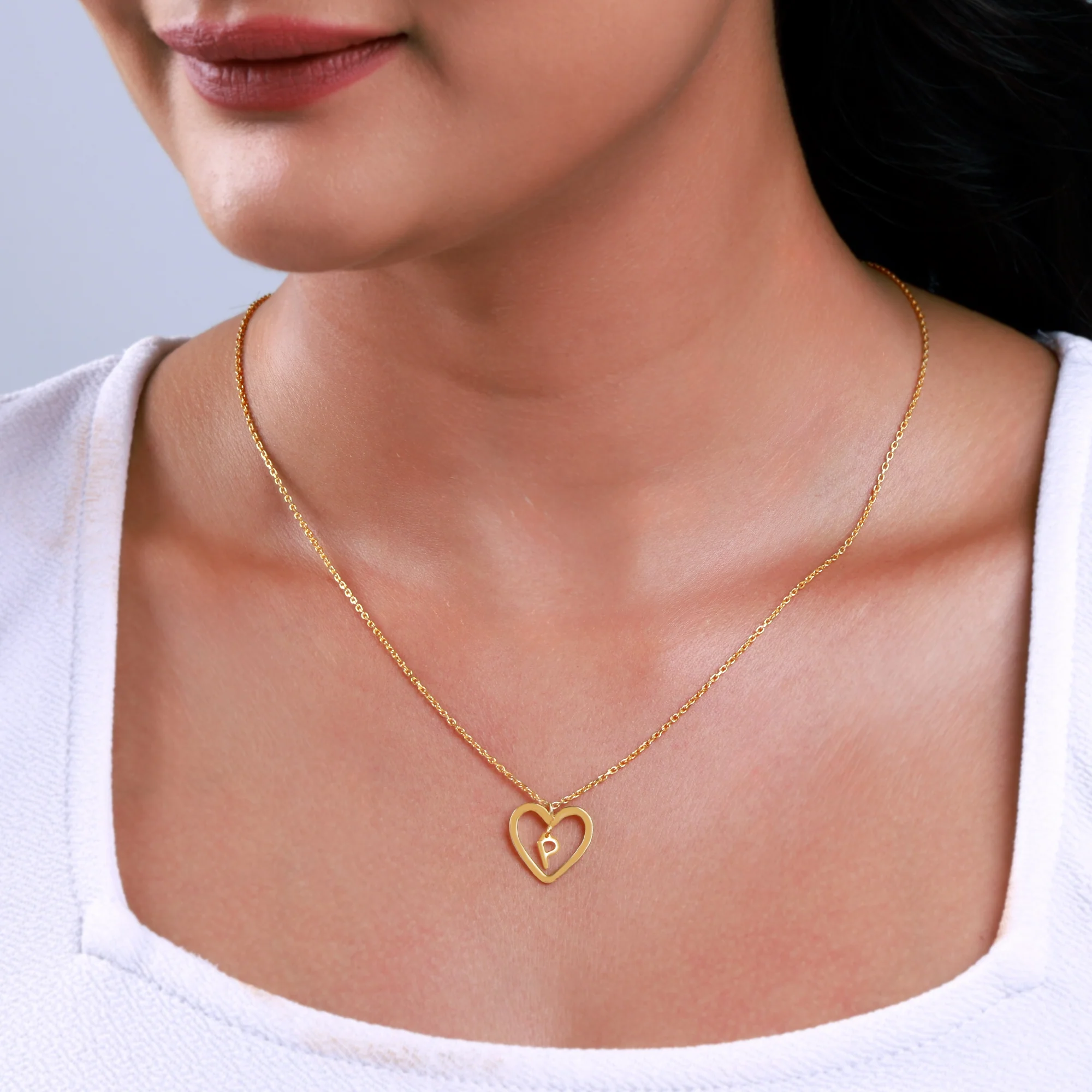 Golden Personalised Heart of Initial Pendant - Image 3
