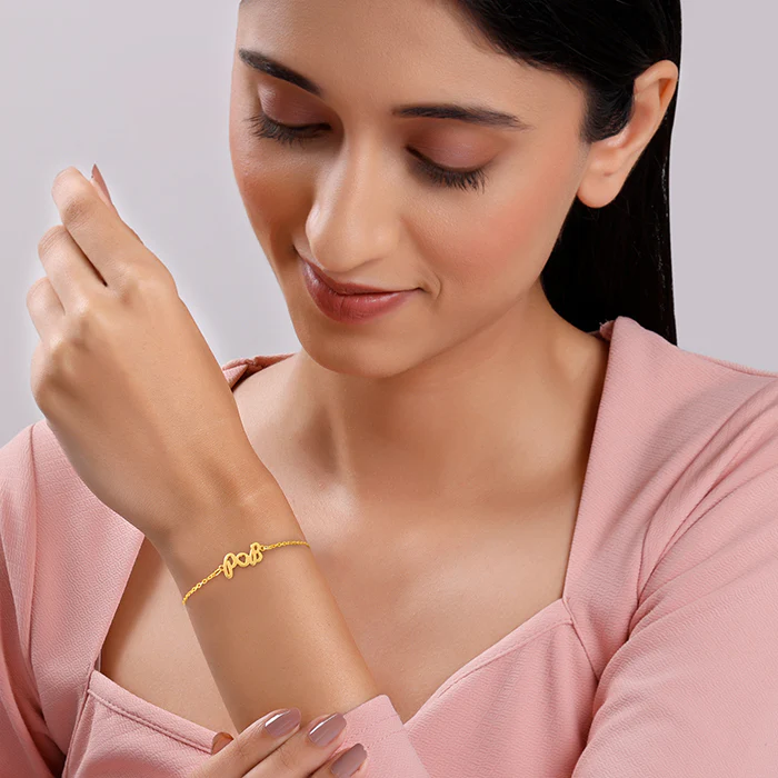 Golden Personalised Heart You Initial Bracelet - Image 3