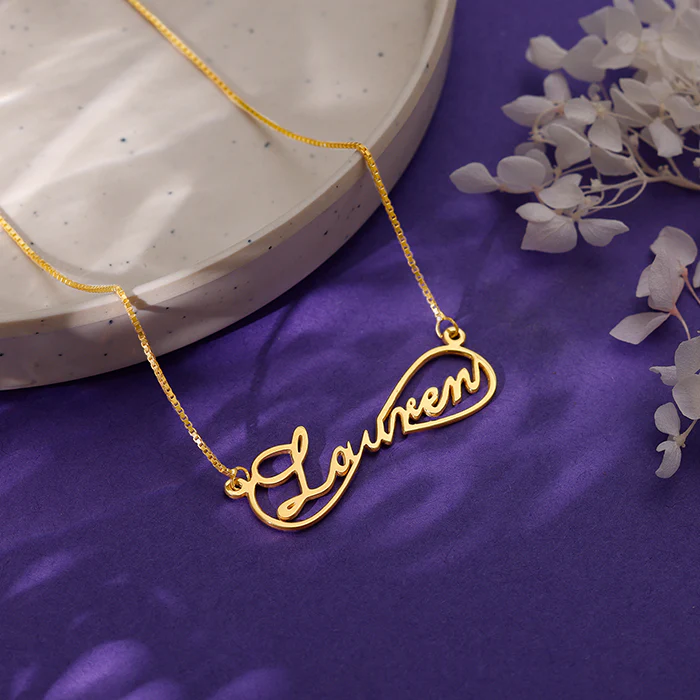 Golden Personalised Infinite Promises Pendant - Image 2