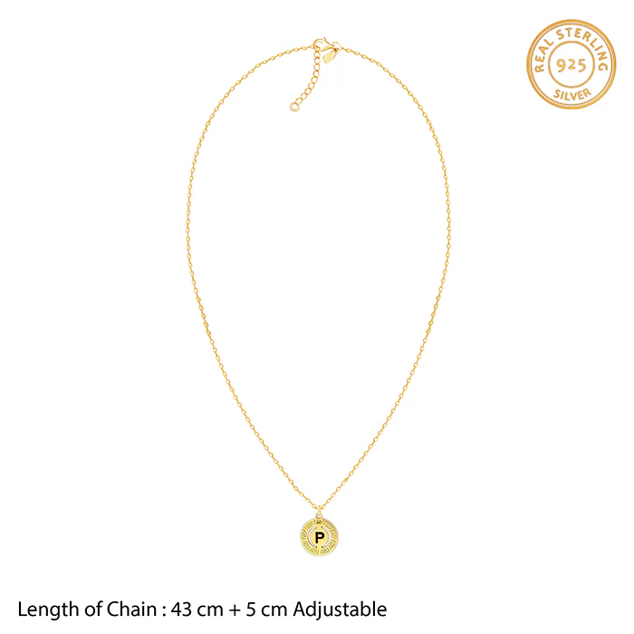 Golden Personalised Initial Grace Pendant with Link Chain - Image 6