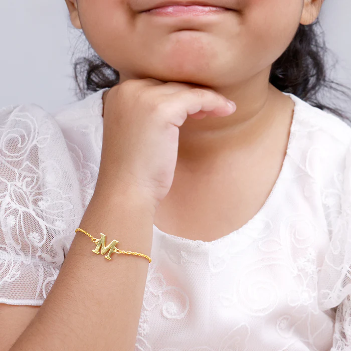 Golden Personalised Initial Kids Bracelet (2 - 8 Years) - Image 3