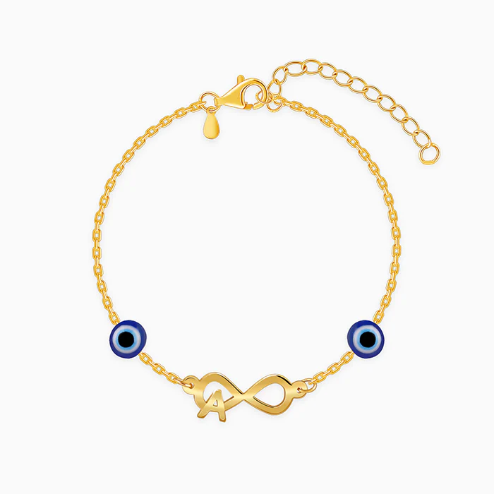 Golden Personalised Initial Nazar Bracelet - Image 2