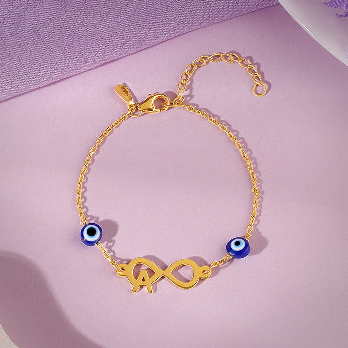 Golden Personalised Initial Nazar Bracelet - Image 3