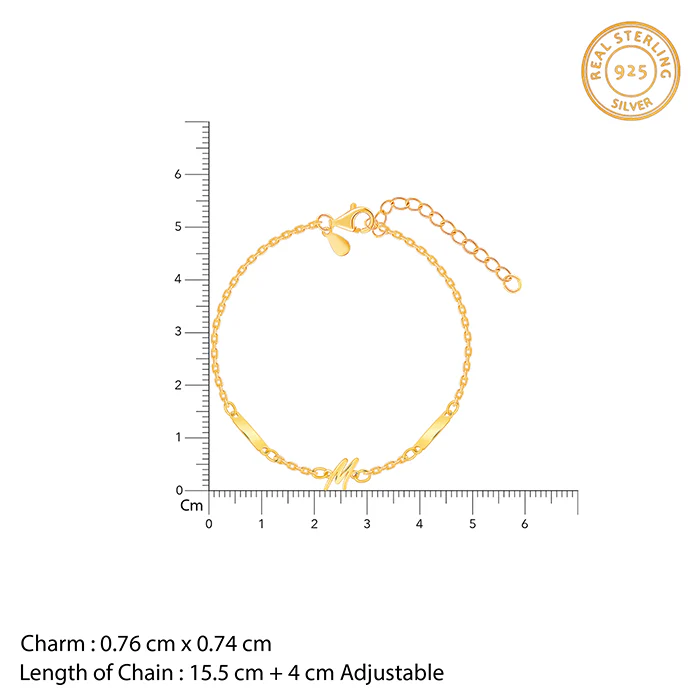 Golden Personalised Letter Charm Bracelet - Image 4