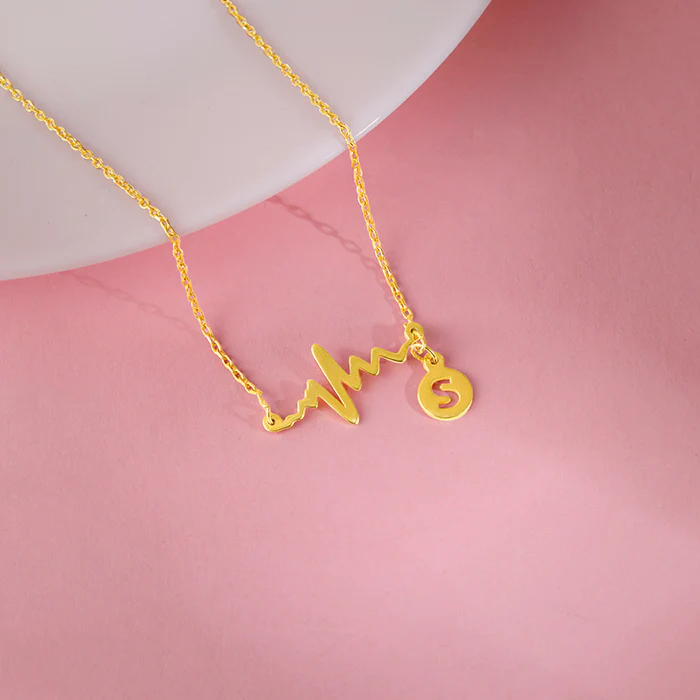 Golden Personalised Lifeline Initial Necklace - Image 2