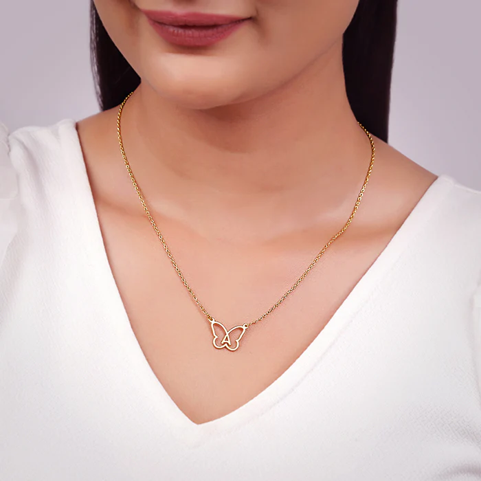 Golden Personalised Like a Butterfly Necklace - Image 4