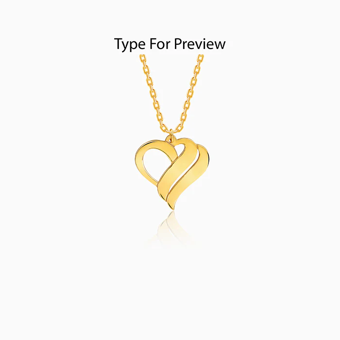 Golden Personalised Name Heart Duo Pendant With Link Chain - Image 2
