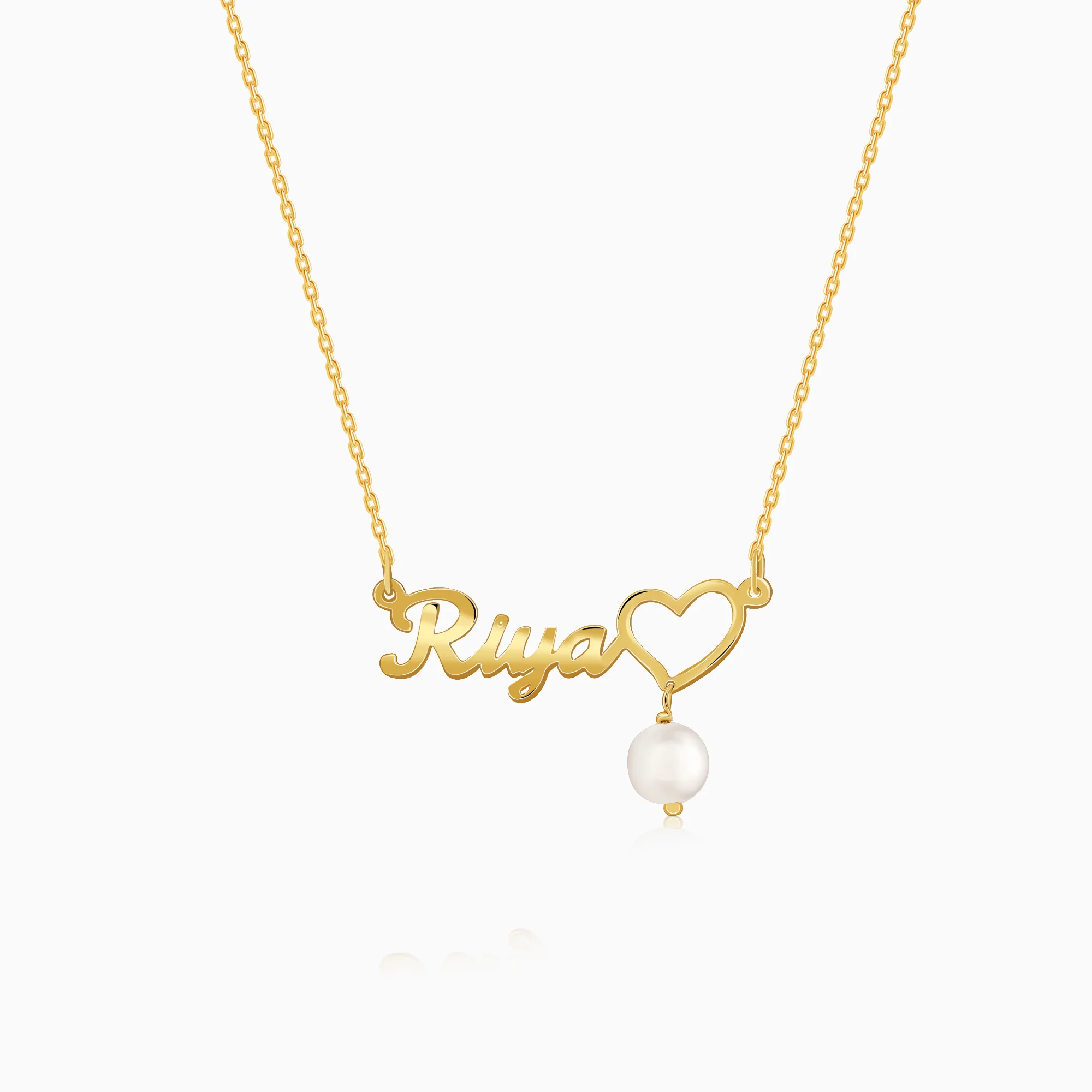 Golden Personalised Pearl Heart Necklace - Image 2