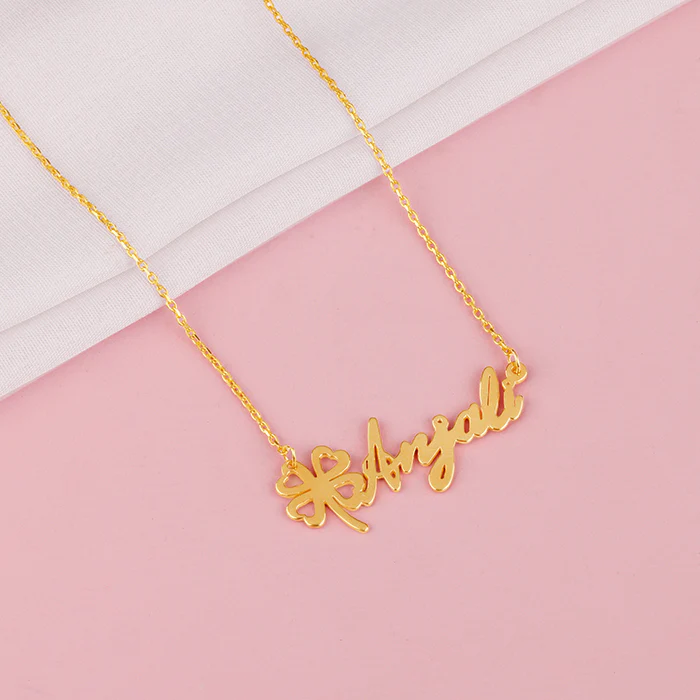 Golden Personalised Serendipity Clover Necklace - Image 2