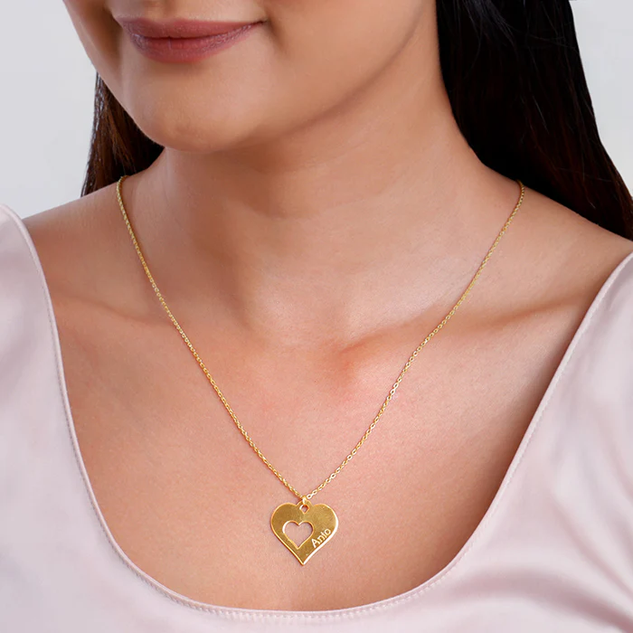 Golden Personalised Shy Heart Pendant - Image 4
