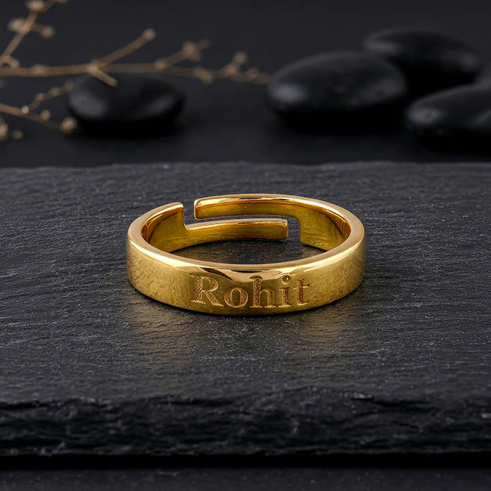Golden Personalised Signature Ring For Him - Image 3