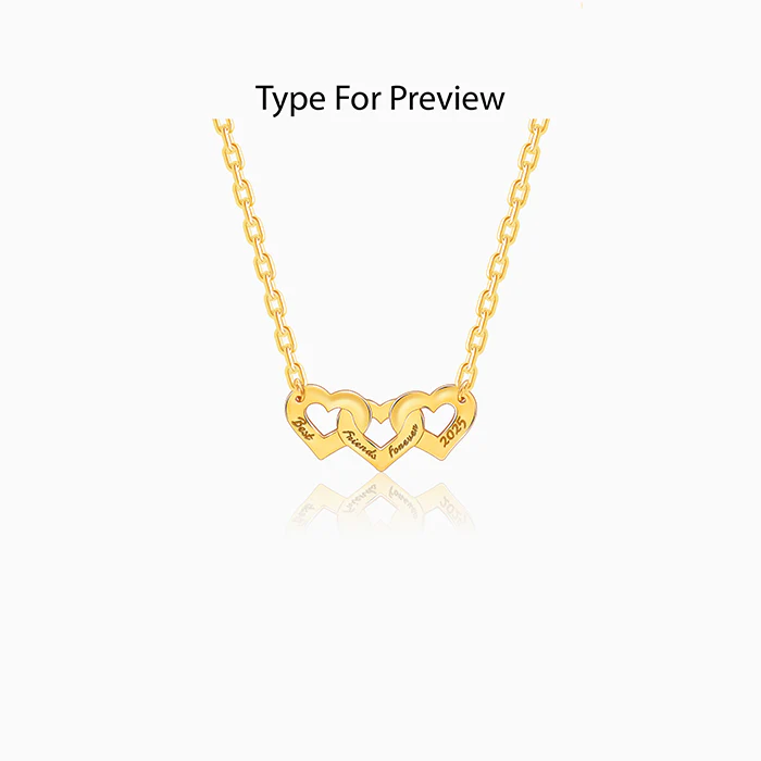 Golden Personalised Triple Heart BFF Necklace - Image 2