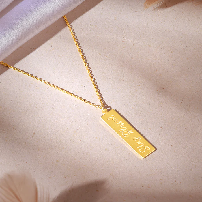 Golden Personalised Two-Name Bar Pendant - Image 4