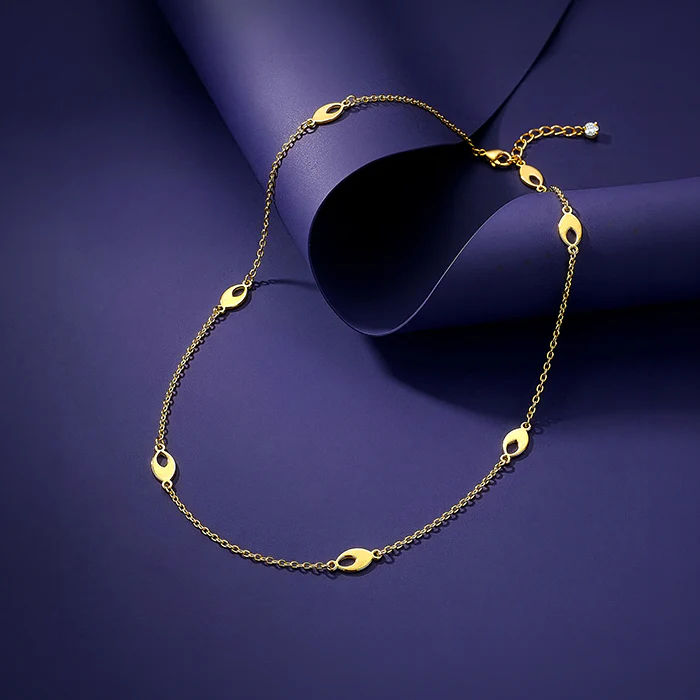 Golden Petal Link Necklace - Image 2