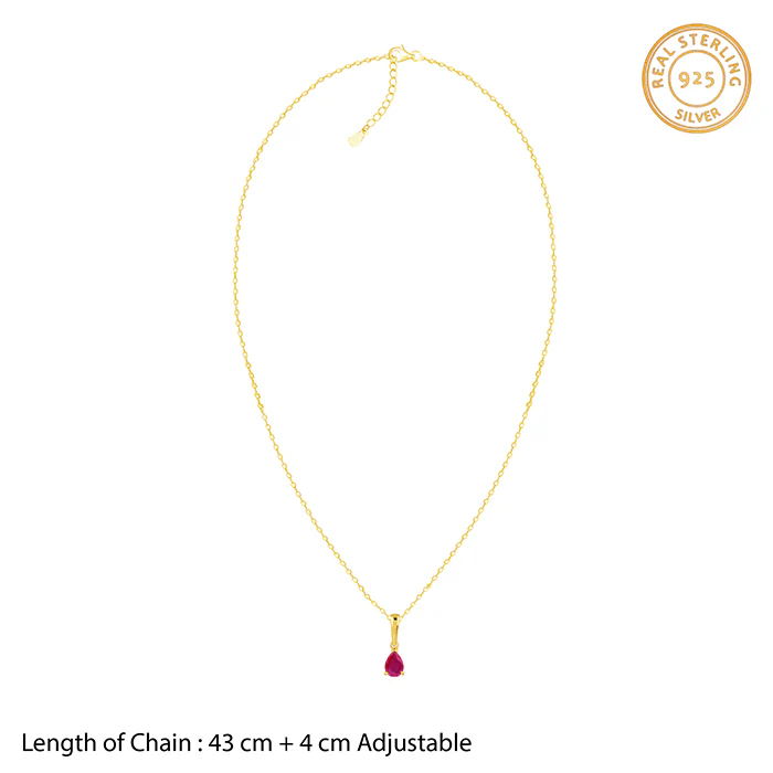 Golden Pink Pear Pendant With Link Chain - Image 6