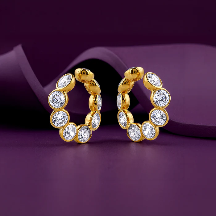 Golden Play Loop Hoop Earrings - Image 2