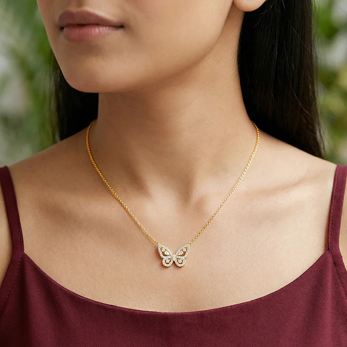 Golden Pretty Flutter Necklace - Image 3