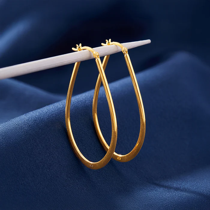 Golden Quiet Curve Hoop Earrings - Image 2