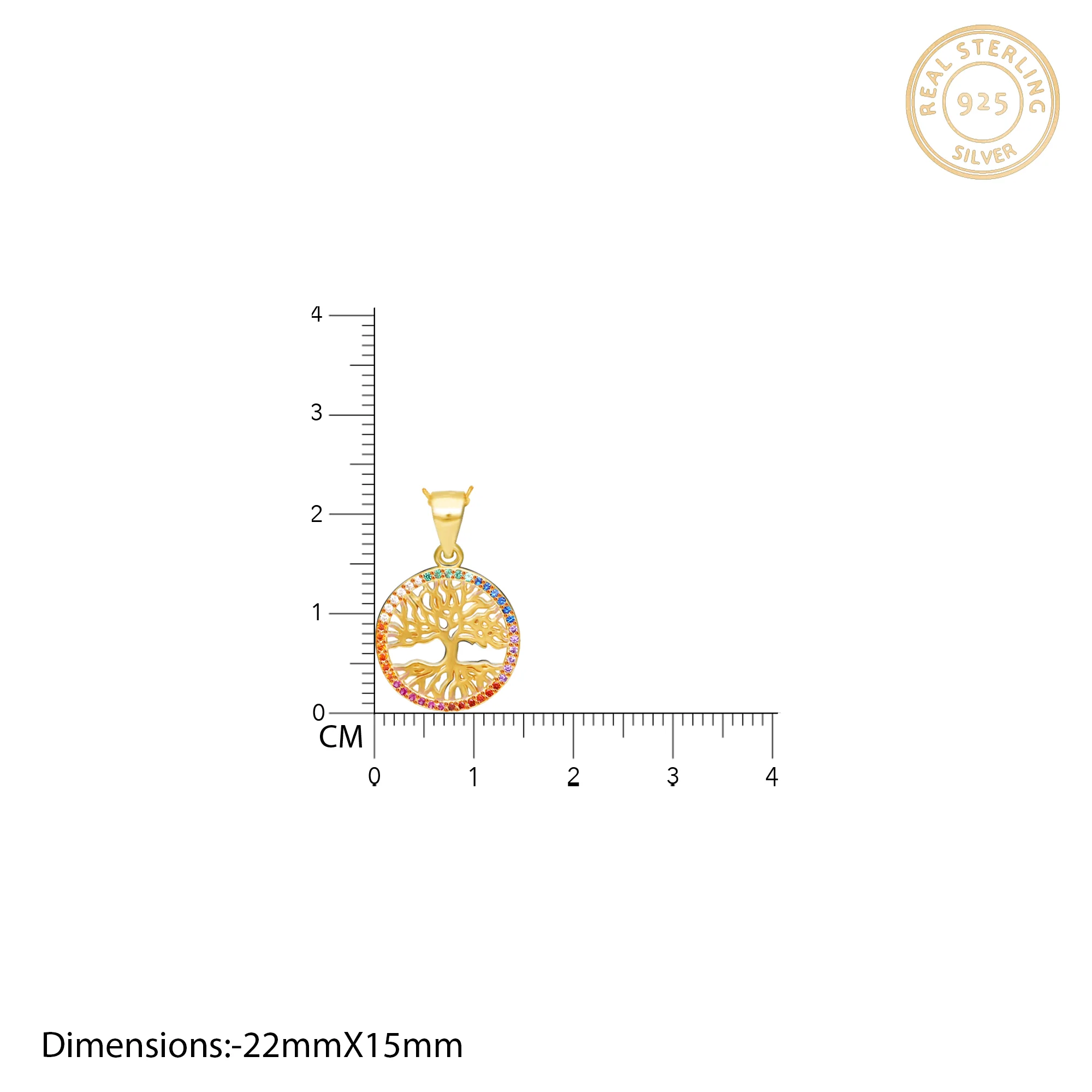 Golden Rainbow Tree of Life Pendant with Link Chain - Image 4
