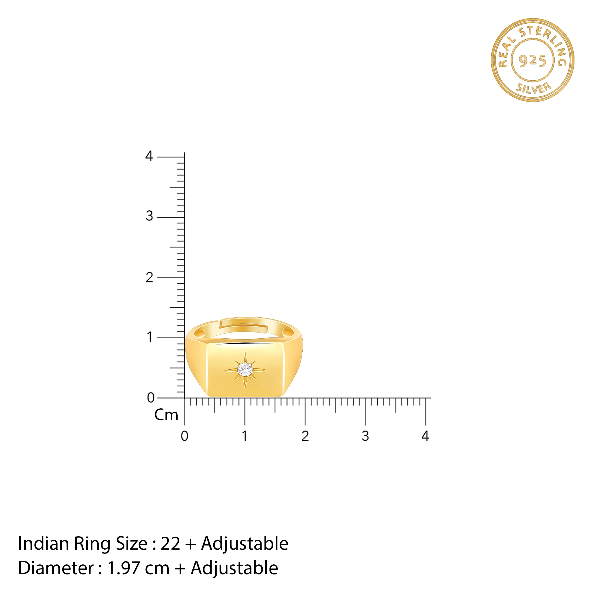 Golden Rise Star Signet Ring For Him - Image 5