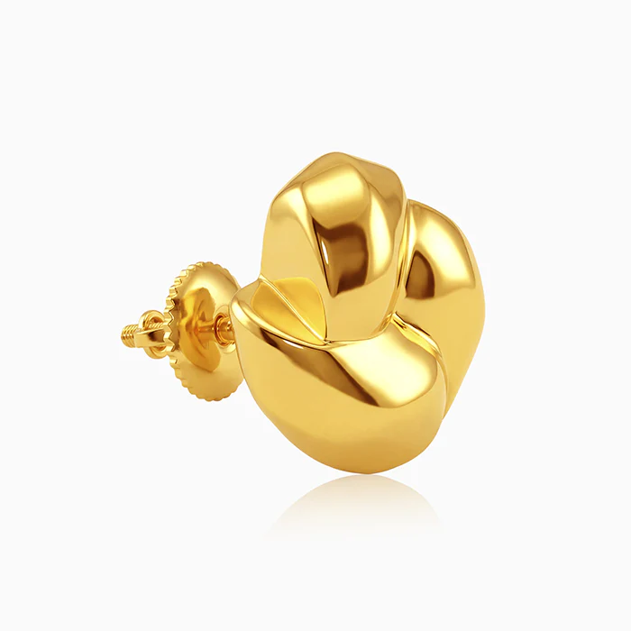 Golden Sculpted Floral Stud Earrings - Image 4