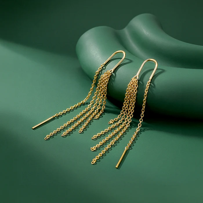 Golden Seriqo Nightshine Sui Dhaga Earrings - Image 2