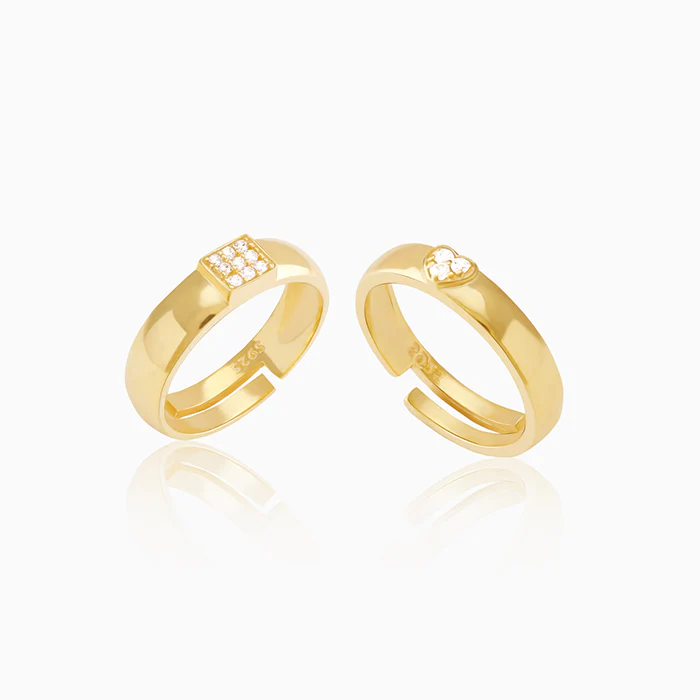 Golden Shining Love Couple Rings - Image 3